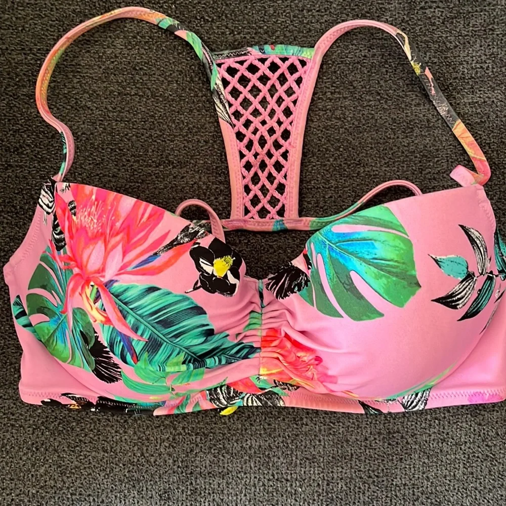 SHADE & SHORE pink print bikini top - Picture 1 of 2
